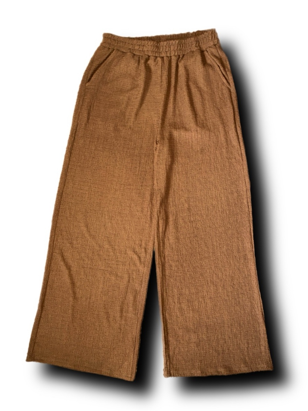 NWT Grace & Emma Textured Knit Earhart Wide Leg Pull On Pants in Chocolate - Picture 5 of 7